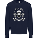 Fook Off My Life Rules Skull Finger Flip Mens Sweatshirt Jumper Navy Blue