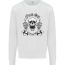 Fook Off My Life Rules Skull Finger Flip Mens Sweatshirt Jumper White