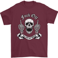 Fook Off My Life Rules Skull Finger Flip Mens T-Shirt 100% Cotton Maroon