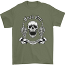 Fook Off My Life Rules Skull Finger Flip Mens T-Shirt 100% Cotton Military Green