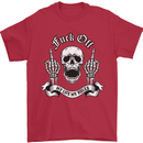 Fook Off My Life Rules Skull Finger Flip Mens T-Shirt 100% Cotton Red