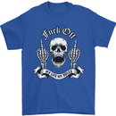 Fook Off My Life Rules Skull Finger Flip Mens T-Shirt 100% Cotton Royal Blue