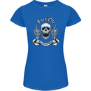 Fook Off My Life Rules Skull Finger Flip Womens Petite Cut T-Shirt Royal Blue