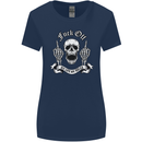 Fook Off My Life Rules Skull Finger Flip Womens Wider Cut T-Shirt Navy Blue