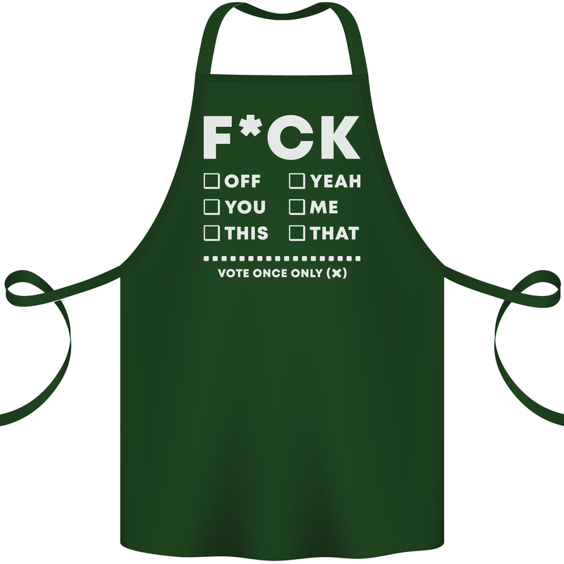 Fook Off Yeah You Me This Funny Offensive Cotton Apron 100% Organic Forest Green