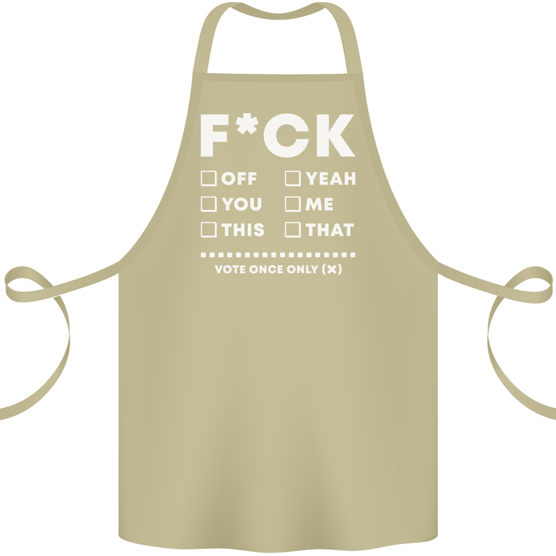 Fook Off Yeah You Me This Funny Offensive Cotton Apron 100% Organic Khaki