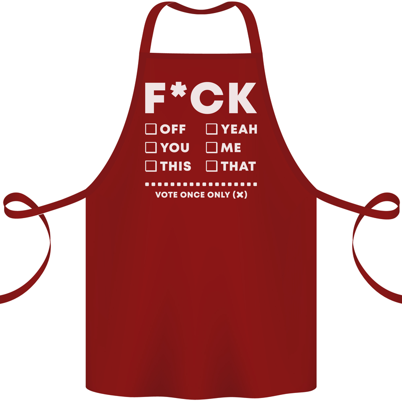 Fook Off Yeah You Me This Funny Offensive Cotton Apron 100% Organic Maroon
