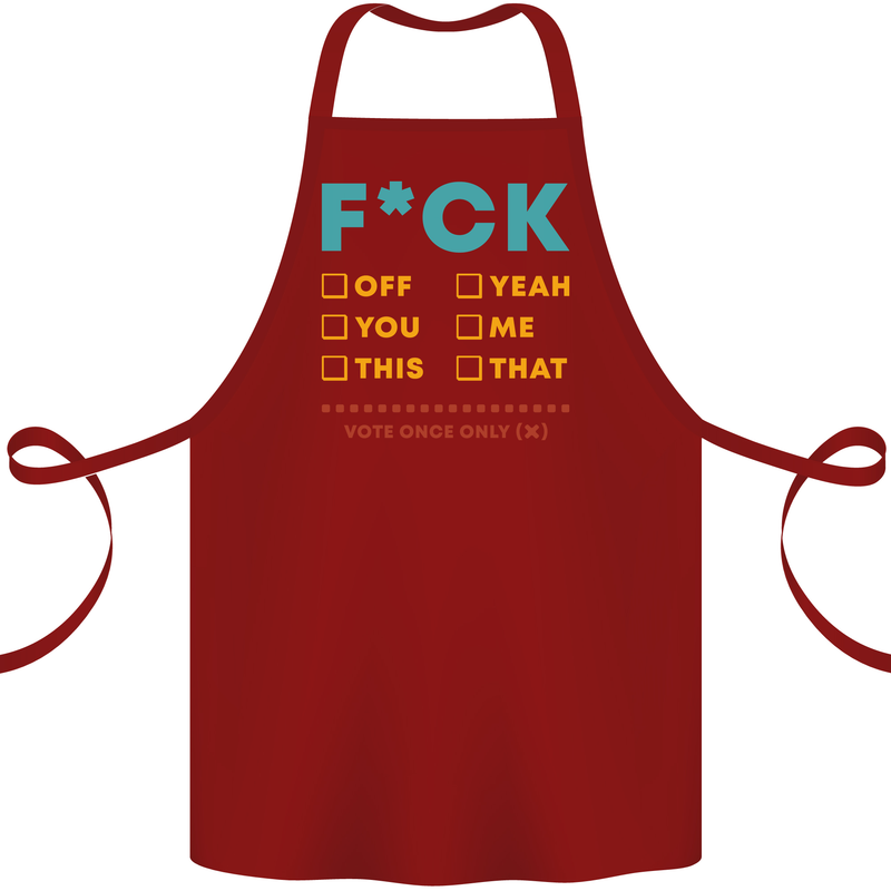 Fook Off Yeah You Me This Funny Offensive Cotton Apron 100% Organic Maroon
