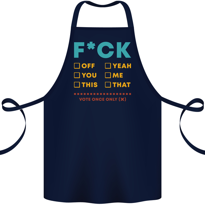 Fook Off Yeah You Me This Funny Offensive Cotton Apron 100% Organic Navy Blue