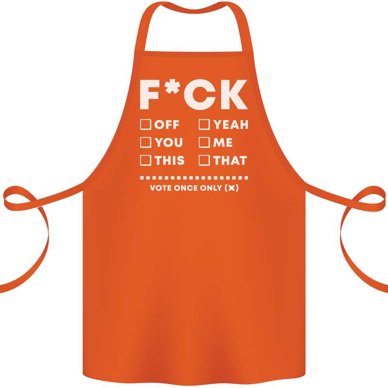 Fook Off Yeah You Me This Funny Offensive Cotton Apron 100% Organic Orange