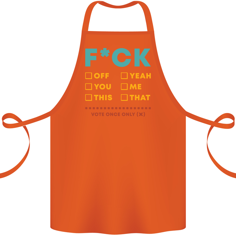 Fook Off Yeah You Me This Funny Offensive Cotton Apron 100% Organic Orange