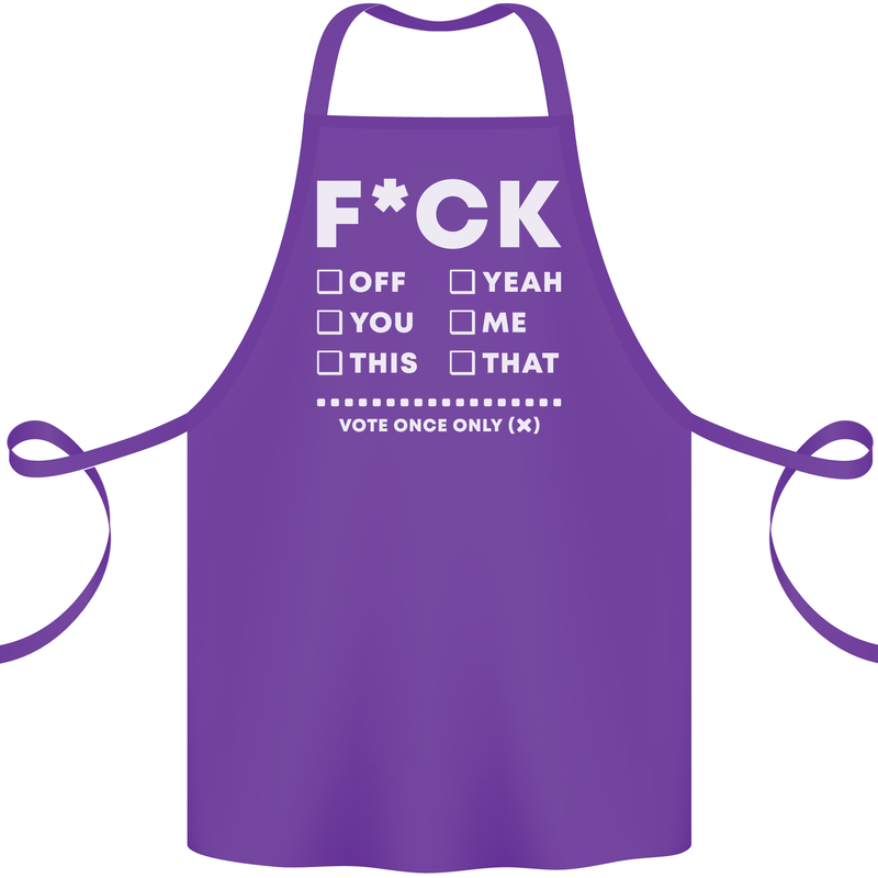 Fook Off Yeah You Me This Funny Offensive Cotton Apron 100% Organic Purple