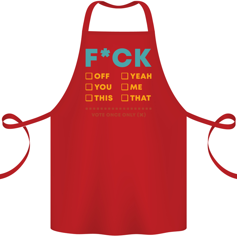 Fook Off Yeah You Me This Funny Offensive Cotton Apron 100% Organic Red