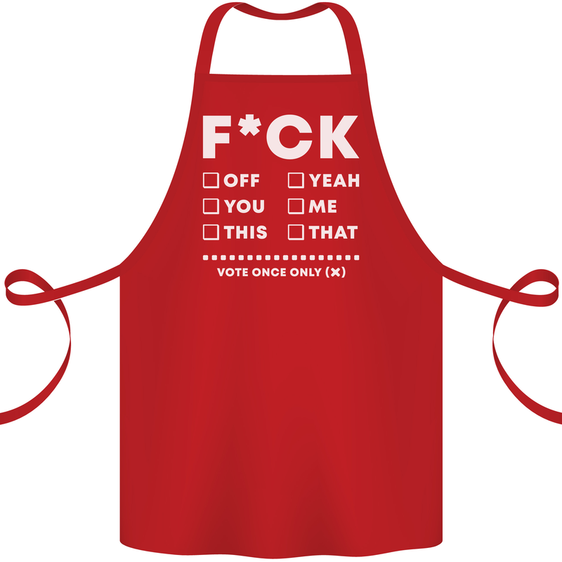 Fook Off Yeah You Me This Funny Offensive Cotton Apron 100% Organic Red
