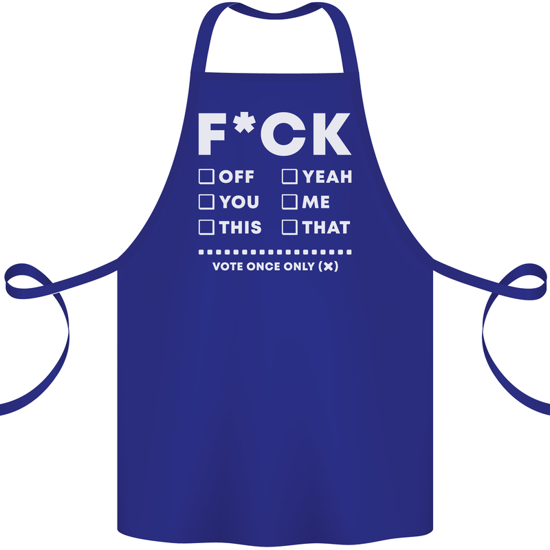 Fook Off Yeah You Me This Funny Offensive Cotton Apron 100% Organic Royal Blue