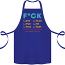 Fook Off Yeah You Me This Funny Offensive Cotton Apron 100% Organic Royal Blue