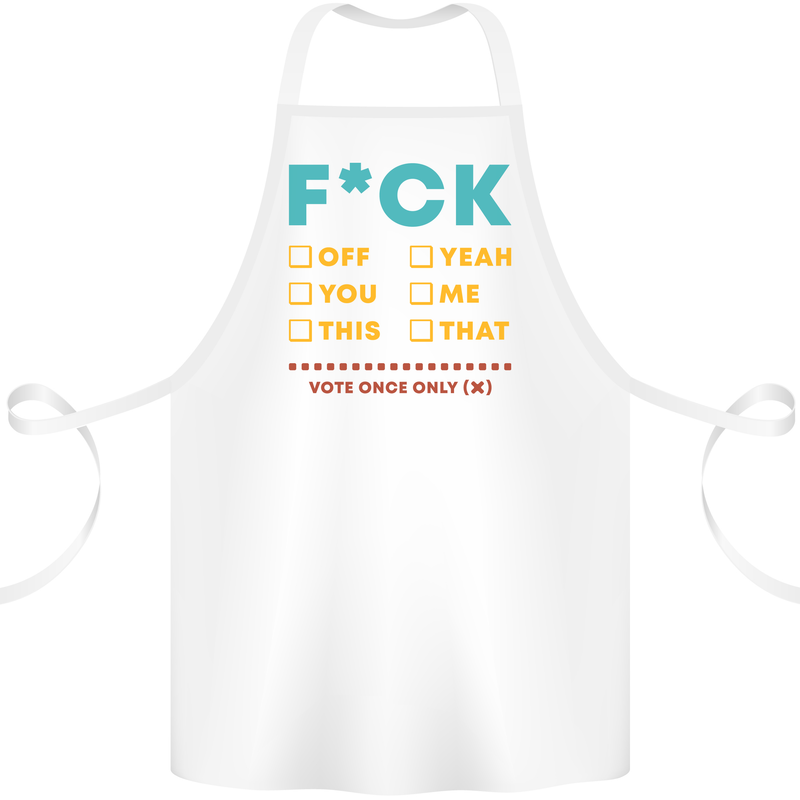Fook Off Yeah You Me This Funny Offensive Cotton Apron 100% Organic White