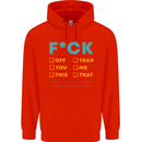 Fook Off Yeah You Me This Funny Offensive Mens 80% Cotton Hoodie Bright Red