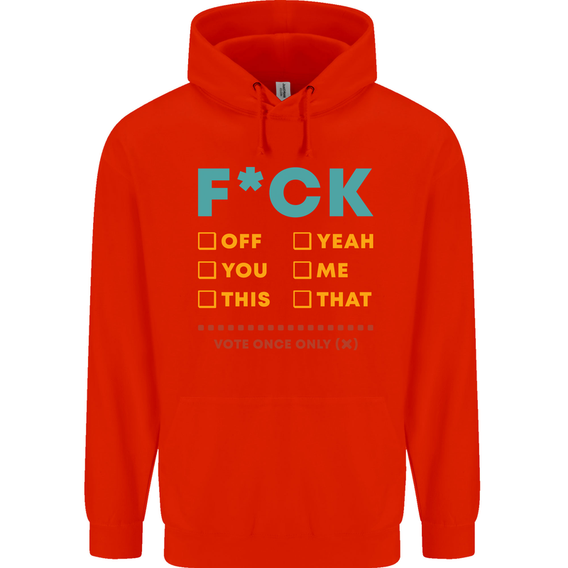 Fook Off Yeah You Me This Funny Offensive Mens 80% Cotton Hoodie Bright Red