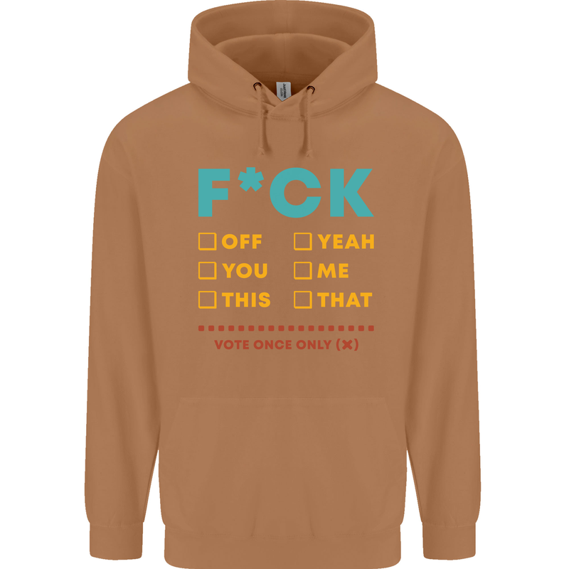 Fook Off Yeah You Me This Funny Offensive Mens 80% Cotton Hoodie Caramel Latte