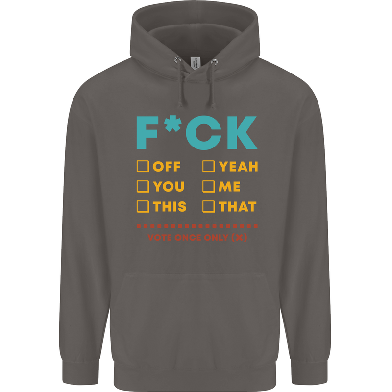 Fook Off Yeah You Me This Funny Offensive Mens 80% Cotton Hoodie Charcoal