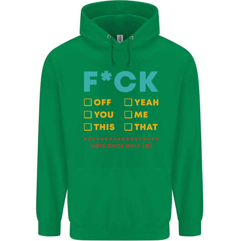 Fook Off Yeah You Me This Funny Offensive Mens 80% Cotton Hoodie Irish Green