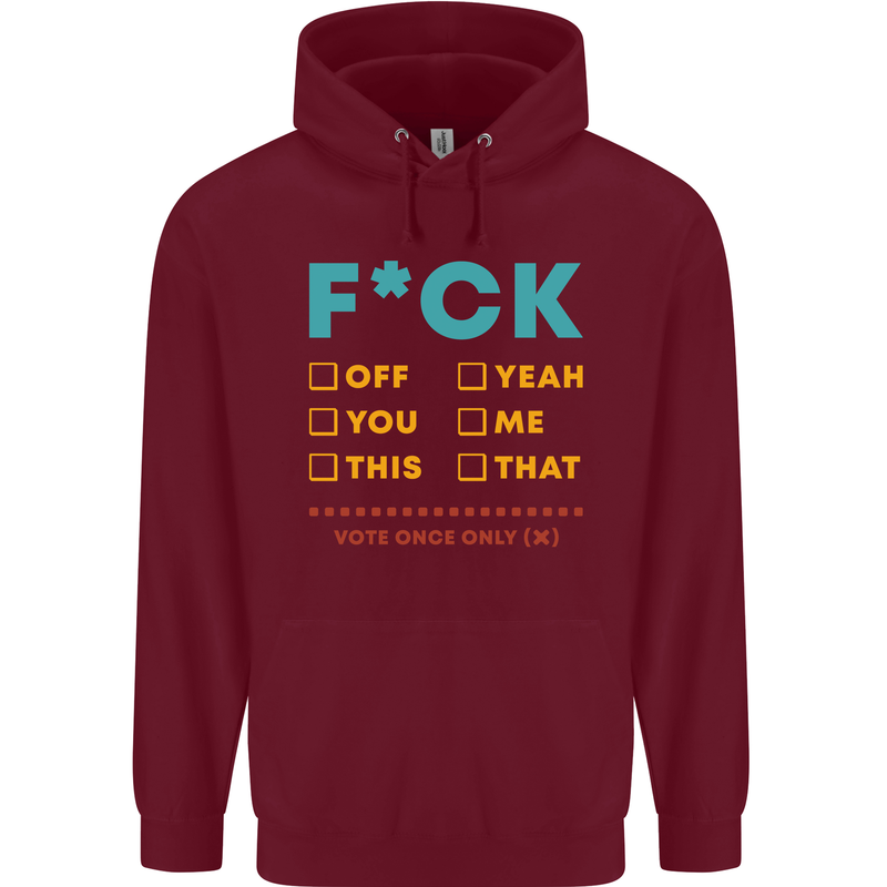 Fook Off Yeah You Me This Funny Offensive Mens 80% Cotton Hoodie Maroon