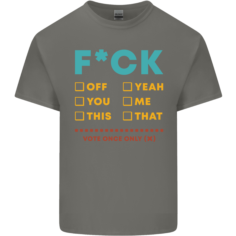 Fook Off Yeah You Me This Funny Offensive Mens Cotton T-Shirt Tee Top Charcoal