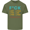 Fook Off Yeah You Me This Funny Offensive Mens Cotton T-Shirt Tee Top Military Green