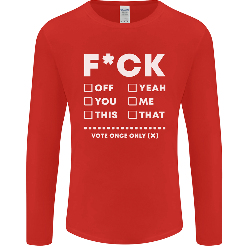 Fook Off Yeah You Me This Funny Offensive Mens Long Sleeve T-Shirt Red
