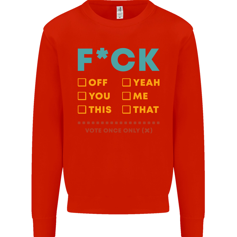 Fook Off Yeah You Me This Funny Offensive Mens Sweatshirt Jumper Bright Red