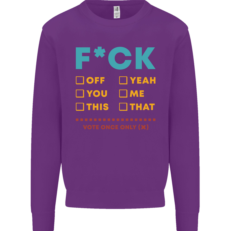 Fook Off Yeah You Me This Funny Offensive Mens Sweatshirt Jumper Purple