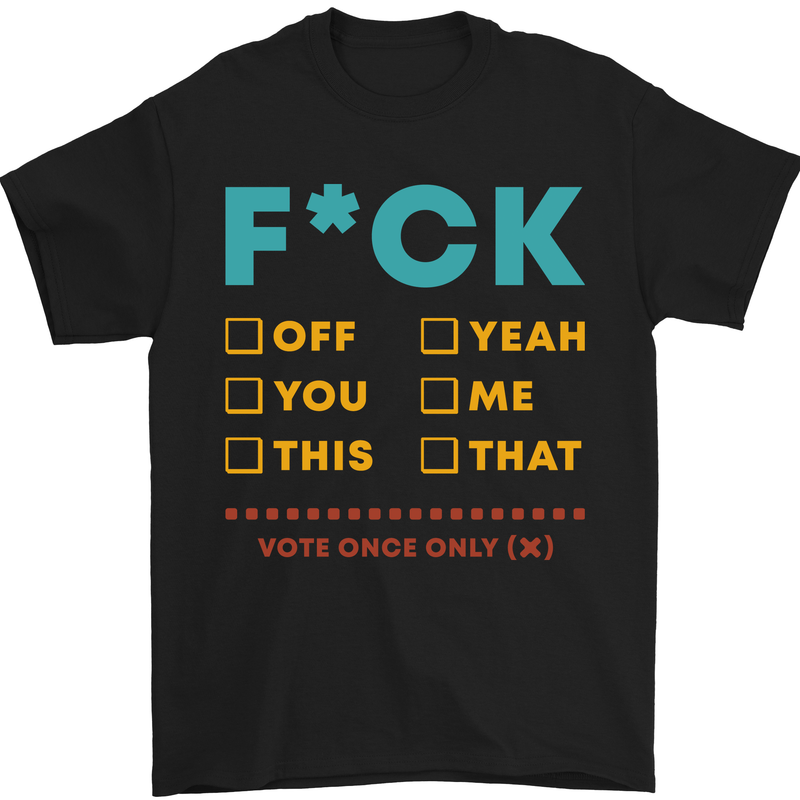 Fook Off Yeah You Me This Funny Offensive Mens T-Shirt Cotton Gildan Black