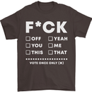Fook Off Yeah You Me This Funny Offensive Mens T-Shirt Cotton Gildan Dark Chocolate