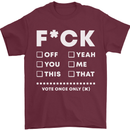 Fook Off Yeah You Me This Funny Offensive Mens T-Shirt Cotton Gildan Maroon