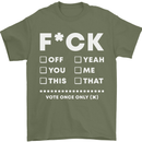 Fook Off Yeah You Me This Funny Offensive Mens T-Shirt Cotton Gildan Military Green