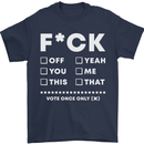 Fook Off Yeah You Me This Funny Offensive Mens T-Shirt Cotton Gildan Navy Blue