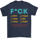 Fook Off Yeah You Me This Funny Offensive Mens T-Shirt Cotton Gildan Navy Blue