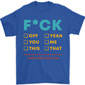 Fook Off Yeah You Me This Funny Offensive Mens T-Shirt Cotton Gildan Royal Blue