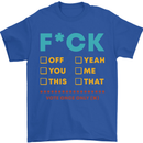 Fook Off Yeah You Me This Funny Offensive Mens T-Shirt Cotton Gildan Royal Blue
