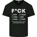 Fook Off Yeah You Me This Funny Offensive Mens V-Neck Cotton T-Shirt Black
