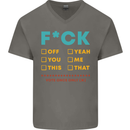 Fook Off Yeah You Me This Funny Offensive Mens V-Neck Cotton T-Shirt Charcoal