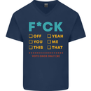 Fook Off Yeah You Me This Funny Offensive Mens V-Neck Cotton T-Shirt Navy Blue
