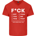 Fook Off Yeah You Me This Funny Offensive Mens V-Neck Cotton T-Shirt Red