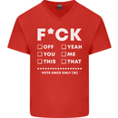 Fook Off Yeah You Me This Funny Offensive Mens V-Neck Cotton T-Shirt Red