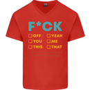 Fook Off Yeah You Me This Funny Offensive Mens V-Neck Cotton T-Shirt Red