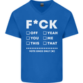 Fook Off Yeah You Me This Funny Offensive Mens V-Neck Cotton T-Shirt Royal Blue