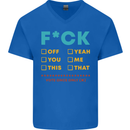 Fook Off Yeah You Me This Funny Offensive Mens V-Neck Cotton T-Shirt Royal Blue