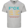 Fook Off Yeah You Me This Funny Offensive Mens V-Neck Cotton T-Shirt Sports Grey