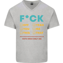 Fook Off Yeah You Me This Funny Offensive Mens V-Neck Cotton T-Shirt Sports Grey